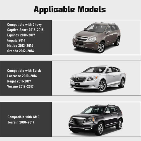 Front view of cars including Chevy Captiva and GMC Terrain compatible with High Pressure Fuel Pump EP1028 For 2010 To 2017 2 4L.