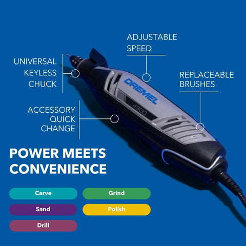 High Performance Rotary Tool Kit With LED Light And 5 Attachments 40 Accessories For Grinding Cutting Wood Carving Sanding And Engraving 4300 5 40 Dremel Big Time Power With Speed Up To 35000 RPM Includes Case in gray and black