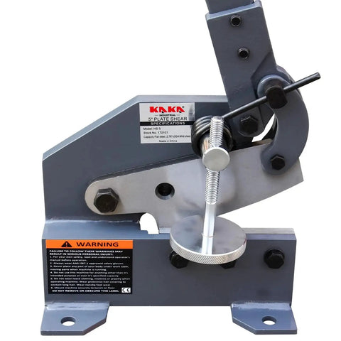 Side view of No Fuss Effortless 5 Inch Metal Shear With Long Lever Handle for heavy duty sheet cutting on steel, copper, aluminum.