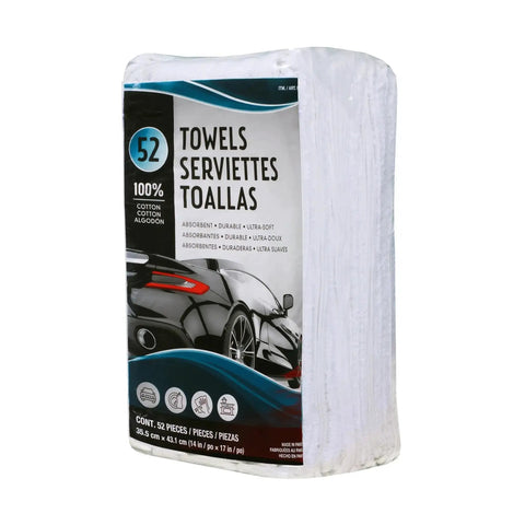 All Cotton Heavyweight Ring Spun Terry Towels White 14 By 17 Inches 52 Count Bulk Pack For Cleaning Dusting Kitchens Baths And More