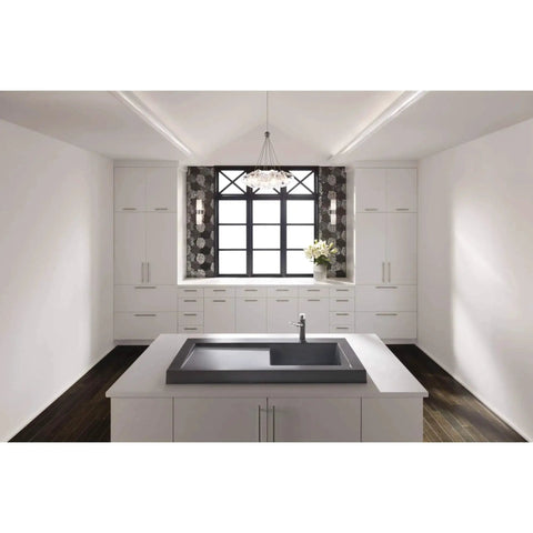 Minimalist kitchen with Hopewell Steel Bar Pull M993 15 Inch Center-To-Center Flat Black Cabinet Pulls on white cabinets