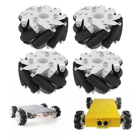 Four Wheel Mecanum Wheel Set For Robots With 100mm Steel Wheels All Directional Movement High Load Capacity 45kg Per Wheel