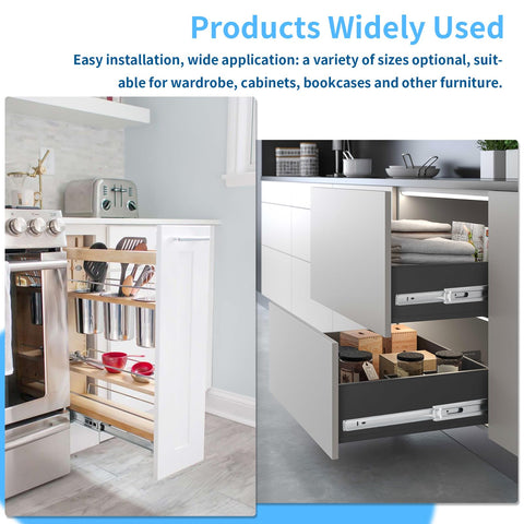 Soft Close Stainless Steel Drawer Slides 12 Inch Full Extension 100LB 5 Pairs Side Mount Ball Bearing Rails For Dresser Cabinet Replacement Includes Easy Install Instructions in a kitchen setup