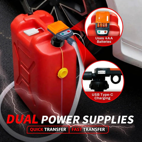 Cordless Fuel Transfer Pump With Auto Stop 3.8 GPM Fast Flow For Gasoline Diesel And Oil USB Powered Battery Operated