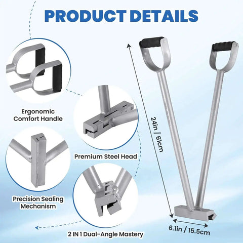 Heavy Duty 2-In-1 Hand Seamer For Sheet Metal Bending, Dual-Angle 90 Degree To 180 Degree Seaming Tool with ergonomic handles