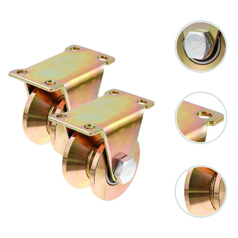 Heavy Duty Steel Pulley Block For Sliding Gates With Track Wheel And Single Wheel Rail Pulley, 2 pieces, close-up view