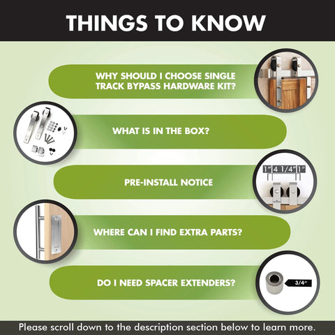 Things to know about Brushed Nickel Single Track Bypass Sliding Barn Door Hardware Kit including installation tips and parts.