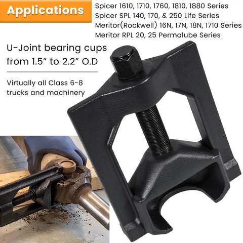 Heavy Duty U Joint Puller For 1.5 To 2.2 Inch Bearing Cups, Class 6 8 Truck And Machinery U Joint Removal Tool in use