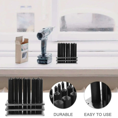 28 Piece Cylindrical Steel Punch Set With Positioning Punches shown on a windowsill for machine tool maintenance and crafting