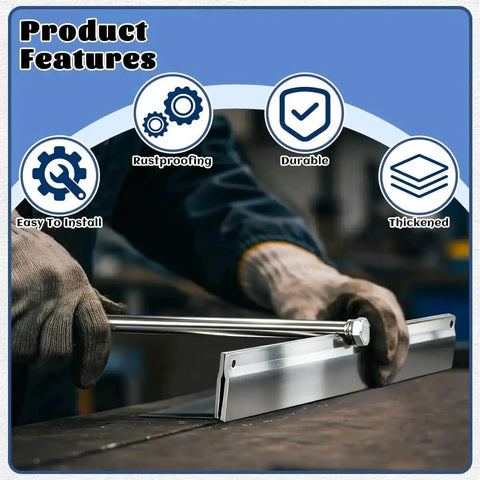 Worker using 15.25 Inch Sheet Metal Bender With Sturdy Handle For Steel Bending Up To 1 Inch Deep Pro Grade Heavy Duty Tool for roofing.
