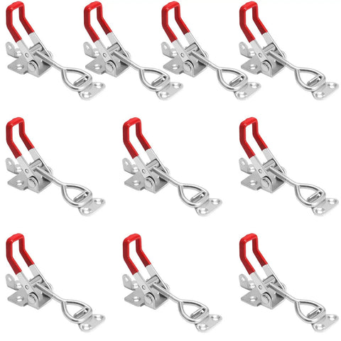 10 Pack Adjustable Toggle Clamps 4002 Pull Latch For Doors Boxes and Jigs, 551 Lb Capacity, Zinc Plated Iron Hardware Set