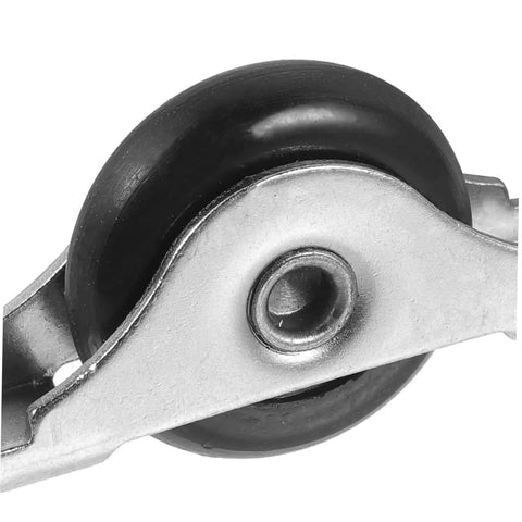 Close-up of a nylon wheel from the 4 Pieces Sliding Door Wheel Pulley Track Roller Set For Wardrobe And Cabinet Doors Heavy Duty Steel And Nylon Hardware For Smooth Quiet Sliding High Wear Resistance Ideal Replacement For Closet Doors.