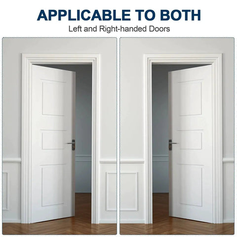 4 Inch Self Closing Door Hinges Spring Loaded Adjustable Tension For Garage Front And Back Doors Brushed Nickel UL Listed Left Or Right Hand Hardware With Five Eighth Inch Radius Corners Pack Of 2 installed on left and right doors