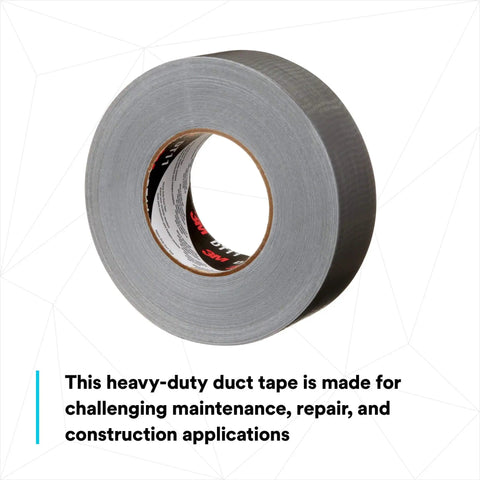 Heavy Duty Duct Tape DT11 Silver 48 mm x 54.8 m (11 mil), polyethylene-backed cloth, roll for repairs, side view.
