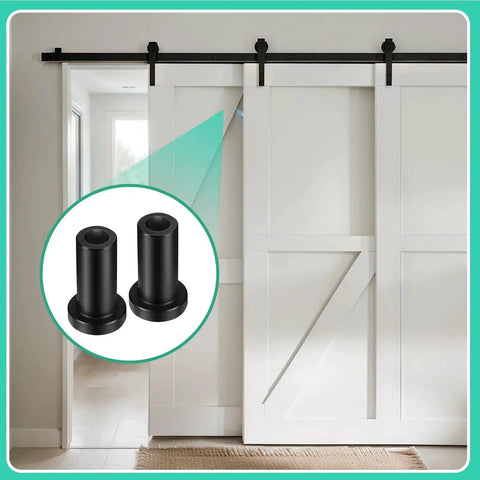 10 Set Barn Door Spacers Kit 2 Inch For Sliding Track Hardware with installation on a white barn door, carbon steel material