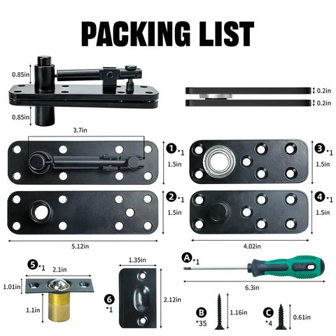 Hidden Pivot Door Hinge Kit For Bookshelf Doors With Silent 360 Rotation Heavy Duty Concealed Hardware 570 Lbs Load Capacity