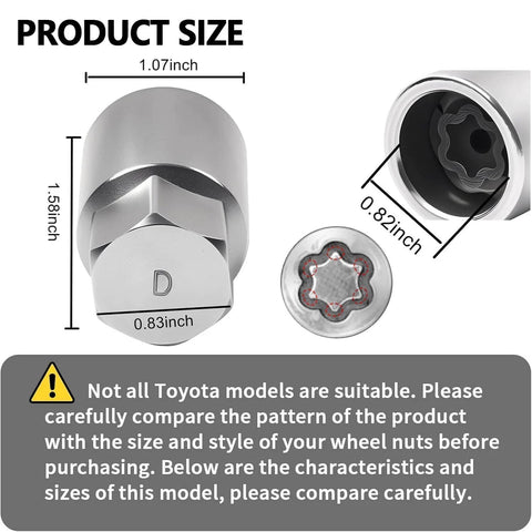 Locking Nut Remover Tool For Toyota And Lexus Wheel Locks, Pro Grade Wheel Lock Nut Socket Adapter, side view with dimensions