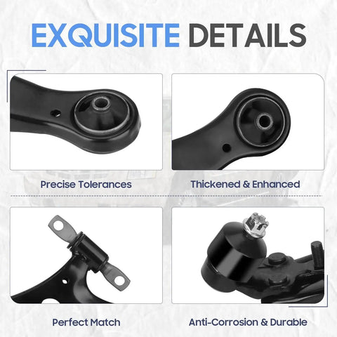 8-piece front suspension kit: black front lower control arms with ball joints and bushings for 2004–2010 Toyota Sienna