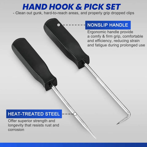 11 Piece Snap Ring Pliers Set With Straight And Bent Retaining Ring Pliers, Hook And Pick Tools, Heavy Duty Internal And External Circlip Pliers For Car Trunk And Bike,.038 To.09 Inch Size Range, Made From Heat Treated 45 Carbon Steel hook and pick tools with ergonomic handle design.