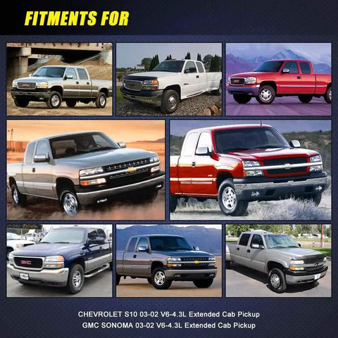 Collage of Chevy S10 and GMC Sonoma trucks for Direct Fit Fuel Pump Module Assembly E3563M For 2002 2003 Chevy S10 4.3L V6 And GMC Sonoma 4.3L V6 Replacement With OE Style Build For Easy Install And Long Lasting Reliability