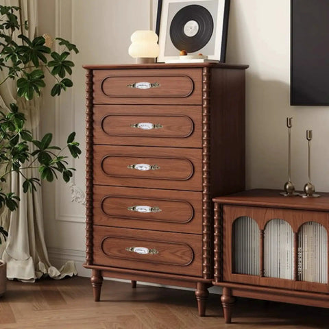 Vintage dresser with antique bronze ceramic handles in living room setting, showcasing 8 Piece Antique Bronze Ceramic Dresser Handles Set For Cabinets And Drawers, Vintage White Ceramic Knobs And Pulls, 3 Inch Hole Center.