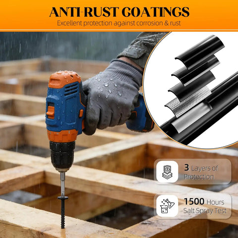 Heavy Duty Exterior Deck Screws For Timber And Log With Rust Resistant Four Layer Epoxy Coating Torx Drive T30 Bit Included