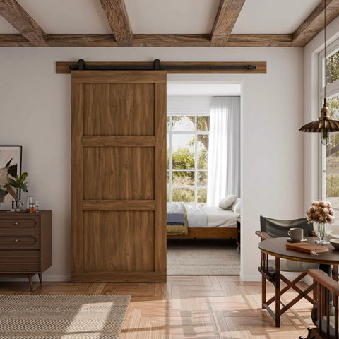 4 Foot Sliding Barn Door Hardware Kit Heavy Duty Built To Last Black T Shaped Track System for 24 Inch Wide Single Door