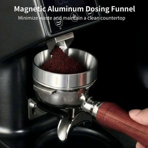 Heavy Duty 51mm Espresso Accessories Kit With Dual Head Coffee Distributor And Tamper WDT Tool And Magnetic Dosing Funnel For Even Extraction Fits 51mm Portafilters And Home Barista Machines in use