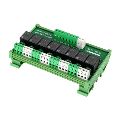 8 Channel SPDT DIN Rail Mount Relay Module 24V DC And AC Plug And Play Interface Board for PLC and Industrial Automation