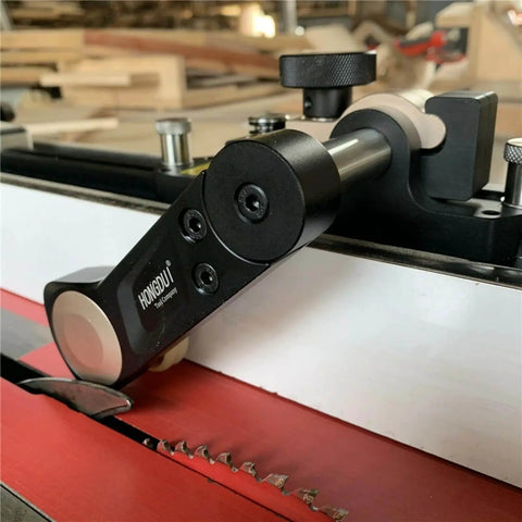 Close-up of TS Precision Table Saw Stock Guides For Straight Rips And Perfect Dadoes, mounted on a table saw