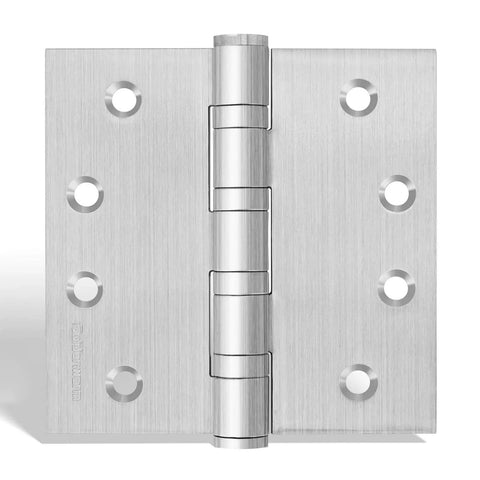 Front view of 3 Pack 4x4 Inch Ball Bearing Door Hinges Stainless Steel Exterior Heavy Duty 304 Stainless Brushed Nickel Finish