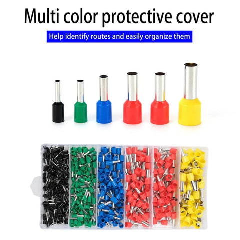 Tube Shaped Insulated Wire Terminal Kit With 16 AWG Ferrule Terminals, Copper Tin Plated Conductors, multicolor ferrule selection