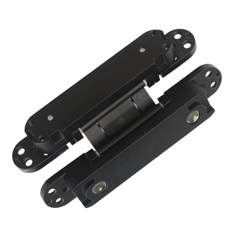 Hidden Door Hinges Heavy Duty Black Zinc Alloy 6 Inch By 2.5 Inch By 1 Inch Concealed Hinges 180 Degree Swing