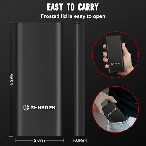 Side and front views of compact case for 60 In 1 Magnetic Precision Screwdriver Set With Torx Pentalobe Tri Wing Phillips Flathead Hex.