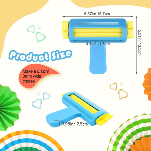 Wave Shaper Paper Crimper For Crafts AngleKai Craft Crimper Tool with blue and yellow construction for 4.5 inch cards.
