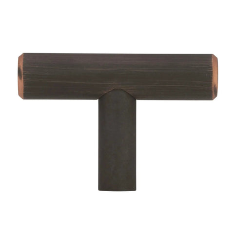 Oil Rubbed Bronze Cabinet Knob 1-15/16 Inch Length, Contemporary Drawer Knob, front view showcasing bar pull style, warm copper highlights.