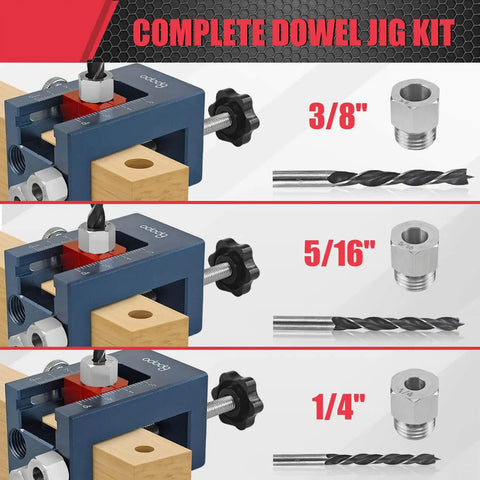 Doweling Jig Kit For Woodworking With Adjustable Width For Perfect Straight Holes Pro Grade Setup Includes 3 Drill Guide Bushings