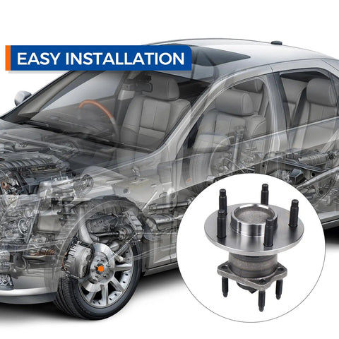 Diagram showing Rear Wheel Hub And Bearing Assembly 512285 Compatible With 2009 2010 Chevy Cobalt installation on a semi-transparent car model.