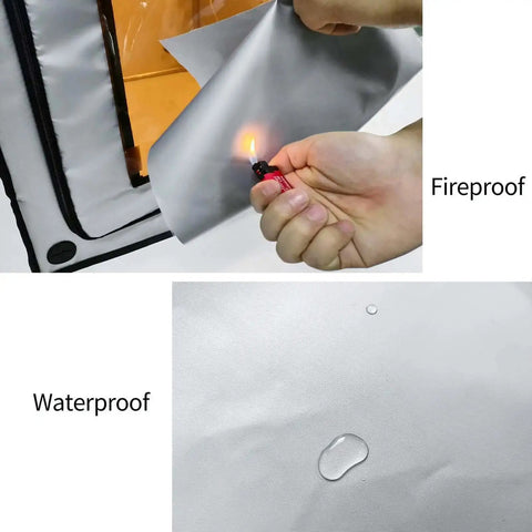 Testing fireproof and waterproof material of All In One 3D Printer Enclosure With Fume Extractor Eye Shield Laser Engraver Pro Grade Guard.