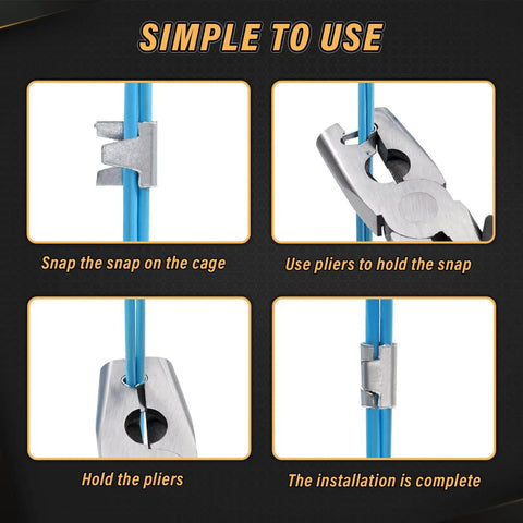 Wire Cage Clips With Hog Ring Pliers For Bird Quail Rabbit Chicken Coops Snap Ring Fencing Clips Kit installation process
