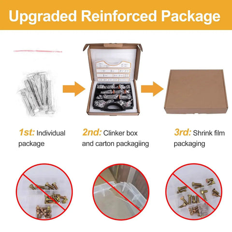 Upgraded reinforced packaging of Heavy Duty 304 Stainless Steel Hex Bolts Kit with 405 pieces in box