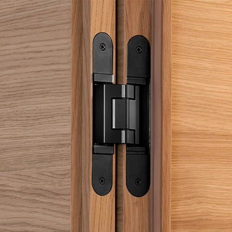 Two Pack 6 Inch Hidden Door Hinges Zinc Alloy Heavy Duty Concealed Hinge 180 Degree Swing 3 Way Adjustable Butt Hinge Black