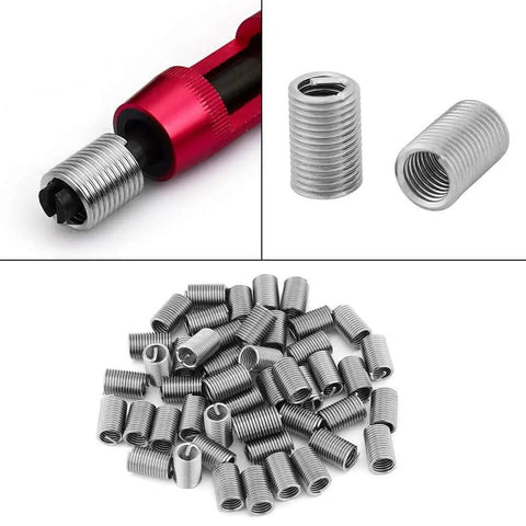 50 Pcs M6 X 1.0 X 3D Stainless Steel Helicoil Thread Inserts Set, Coiled Wire Helical Screw Thread Inserts SS304 visible in image