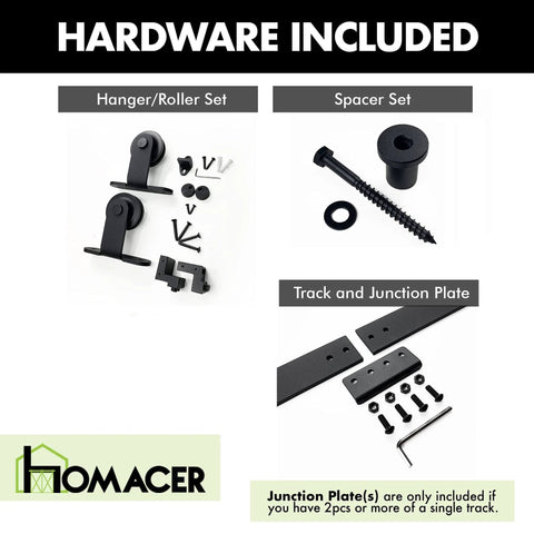 Black Rustic Non Bypass Sliding Barn Door Hardware Kit Built Tough For A Single Door 7ft Long Flat Track With T Shape Rollers