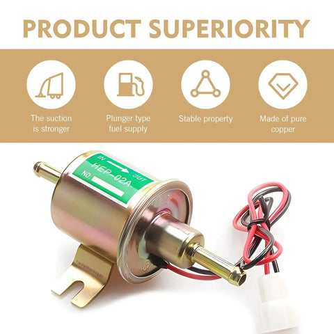 12V Inline Electric Fuel Pump Low Pressure For Cars Trucks Boats Carburetors Lawn Mowers And Generators Copper Clad Metal Build