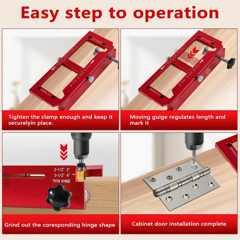 Heavy Duty Aluminum Door Hinge Jig Kit With Adjustable Mortise Template for precise mortises in progress with instructions