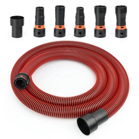 10 Ft 1 1/4 Inch Dust Collection Hose Kit With 6 Adapters For Home And Shop Vacuums No Fuss Quick Switch Vacuum Hose System