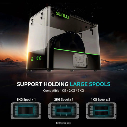 2-In-1 Filament Dryer And Annealing Box For 3D Printing Dual Chamber 110 C Max Temp 500W PTC Heater Dry And Anneal Engineered Filaments Like PC PA-CF FR-ABS, side view