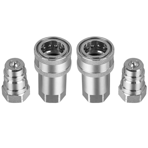 Half Inch Hydraulic Quick Connect Tractor Coupler ISO 7241 A Ball Valve Pioneer Type with two dust caps on display