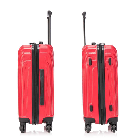 Lightweight 20 Inch Carry On Hardside Luggage With Spinner Wheels Durable Micro Diamond Finish Red Travel Case side view